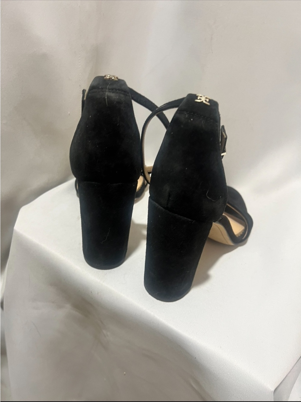Sam Edelman Black Suede Ankle Strap Block Heel Sandals Size 7.5 - Picture 8 of 10